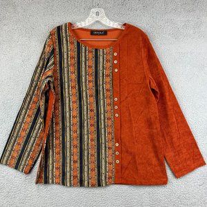 Gracila women's cord striped brown top size M‎